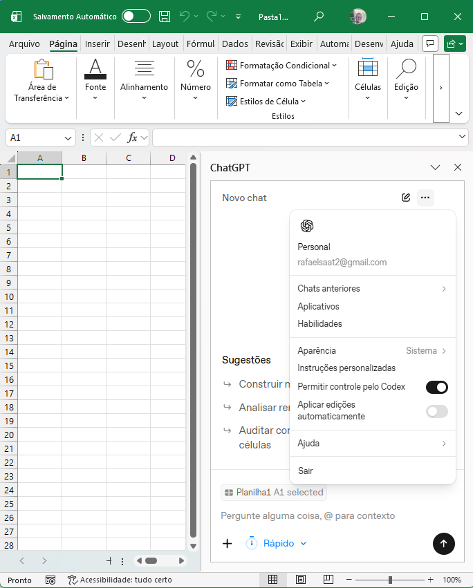 Codex no Excel